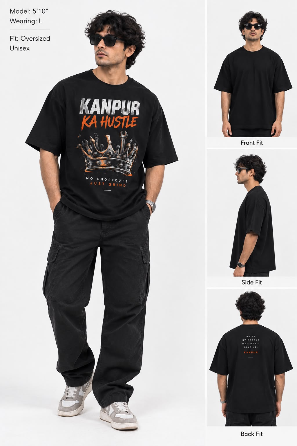 Kanpur Ka Hustle – Oversized Graphic T-Shirt