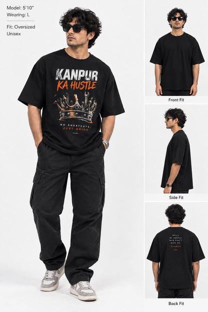Kanpur Ka Hustle – Oversized Graphic T-Shirt