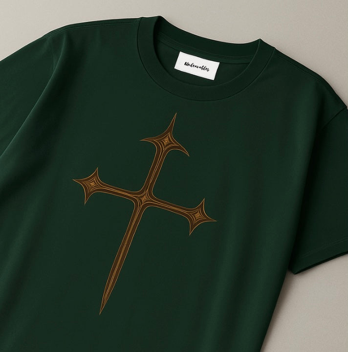 NOX Oversized Angel Wings & Cross Gothic Graphic T-Shirt: Unisex | Unleavables | 100% Cotton | Round Neck