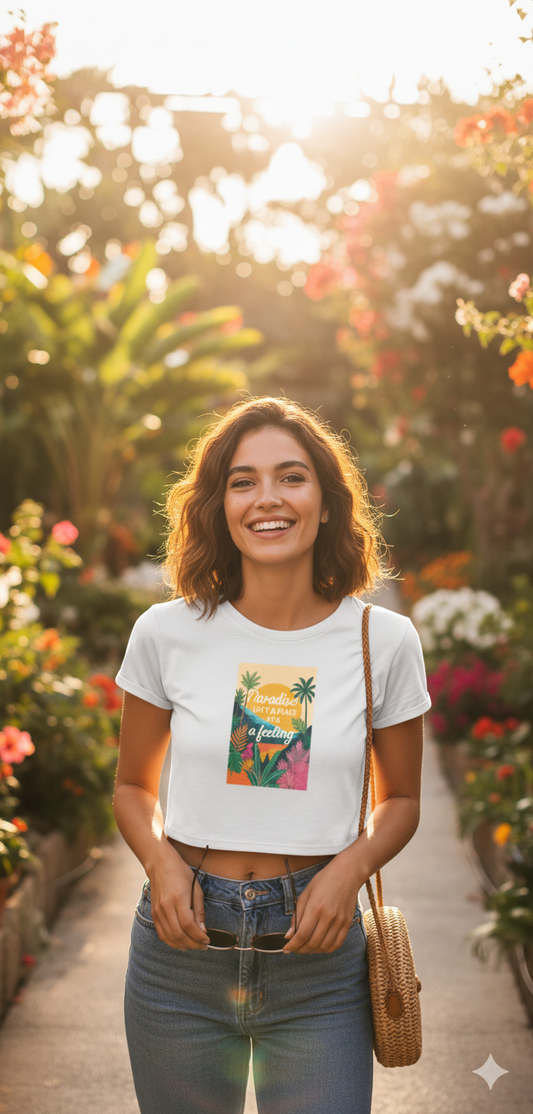 Unleavables | Women’s Half Sleeve Crop Top | Tropical Vibes | Beach Editiom