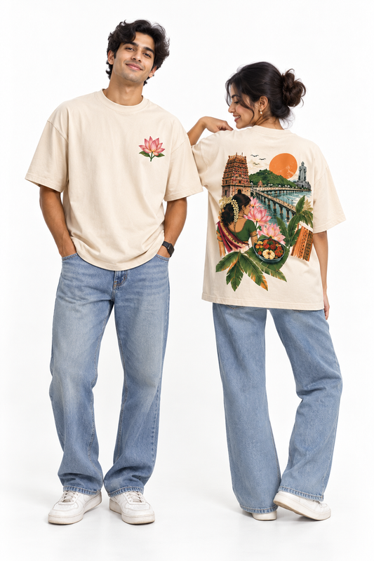 Unleavables Vijayawada Heritage – Unisex Oversized Graphic T-Shirt | 100% Cotton | Relaxed Fit