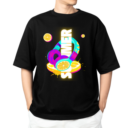 Unleavables Sonic Summer | Unisex Oversized Black T-Shirt | Vibrant Headphone Print | 100% Cotton Comfort
