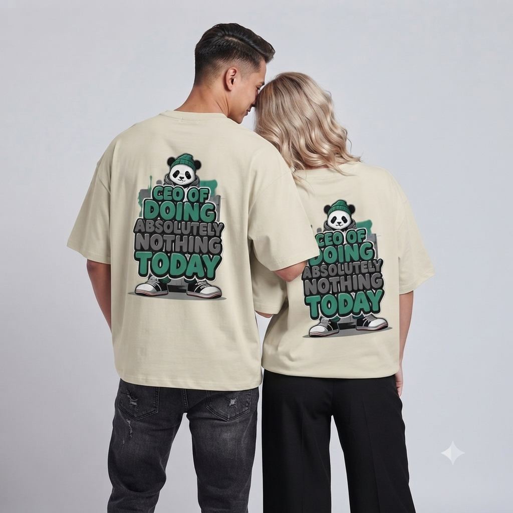 Unleavable Panda Graphic Oversized T-Shirt for Men & Women | Premium Cotton Unisex Tee