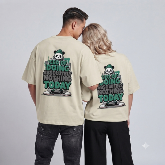 Unleavable Panda Graphic Oversized T-Shirt for Men & Women | Premium Cotton Unisex Tee