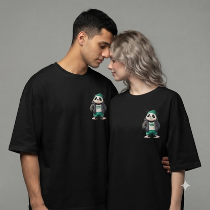 Unleavable Panda Graphic Oversized T-Shirt for Men & Women | Premium Cotton Unisex Tee