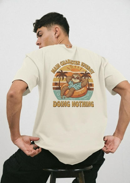 Main Character Energy Oversized Unisex T-Shirt | Funny Sloth Graphic Tee - Unleavables