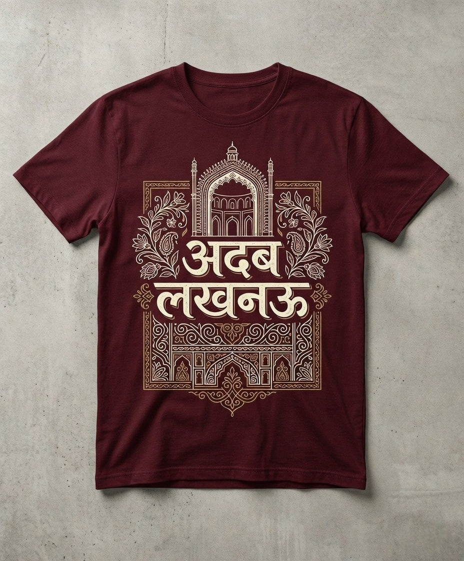 Adab Lucknow Unisex T-Shirt | Lucknow Culture Graphic Tee | Premium Cotton Streetwear T-shirt