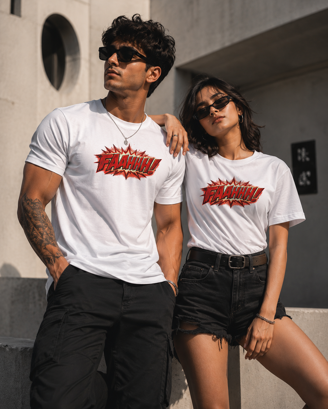 Unleaveables - Faahhh! Trendy Graphic Round Neck T-Shirt for Men & Women - 100% Cotton