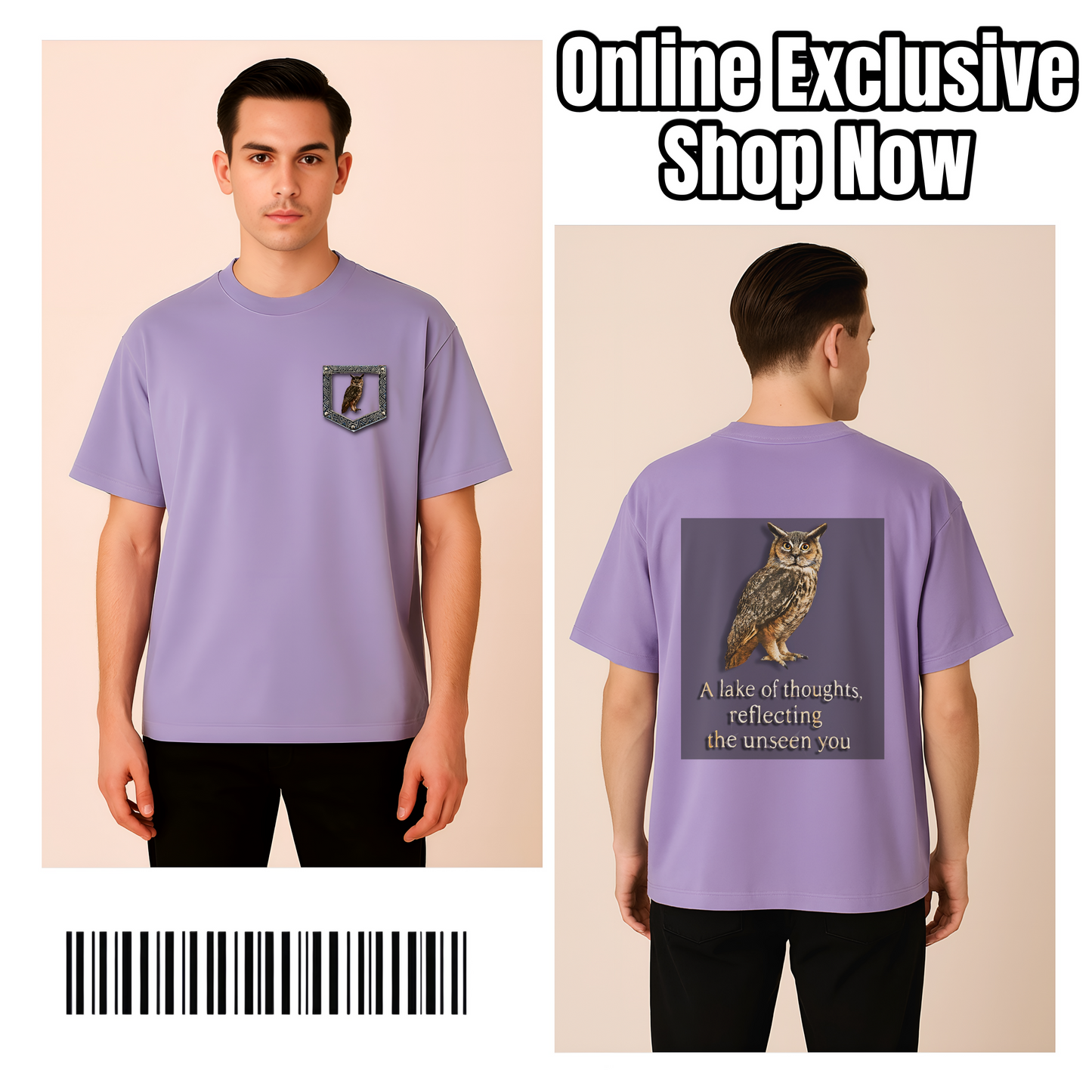 Unleavables Unisex Owl Print Half Sleeve T-Shirt | 100% Cotton, Oversized Fit