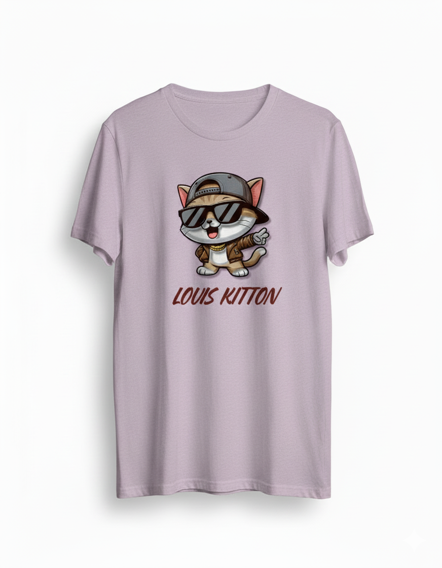 Unleavables Louis Kitton Cat Print T-Shirt | Unisex Regular Fit | 100% Cotton