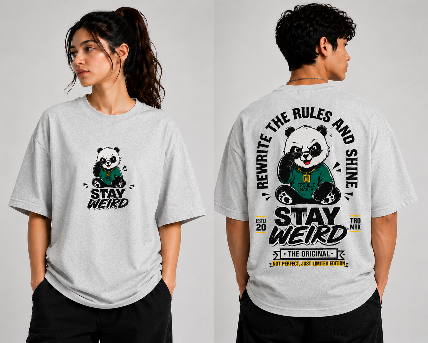 Stay Weird Panda Oversized T-Shirt | Limited Edition | Unisex Premium Cotton