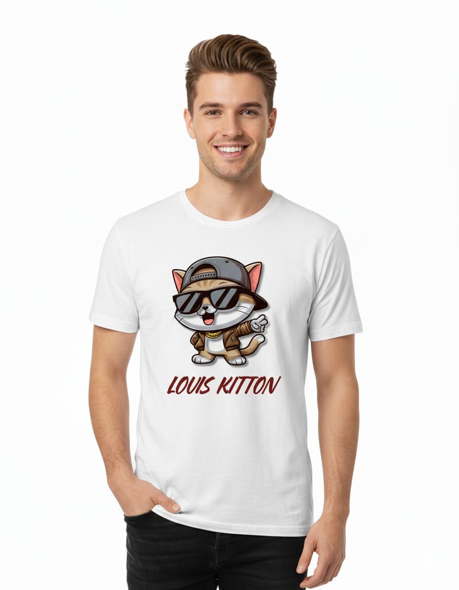 Unleavables Louis Kitton Cat Print T-Shirt | Unisex Regular Fit | 100% Cotton