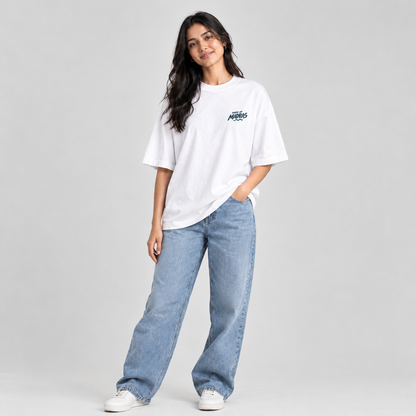 Unleavables Oversized Unisex T-Shirt – Chennai Marina Beach – White – 100% Cotton