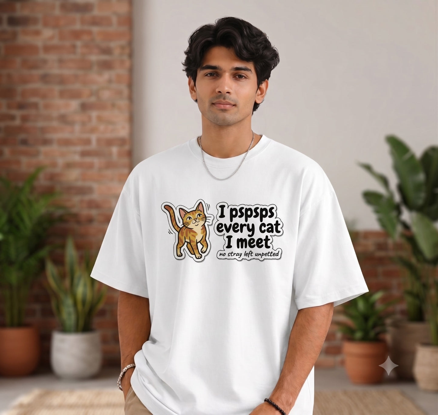 Pspsps Cat lover Oversized T-Shirt for both Men and Women