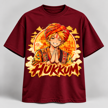 Hukkum Anime-Inspired Graphic Oversized T-Shirt – Desi Festive Edition
