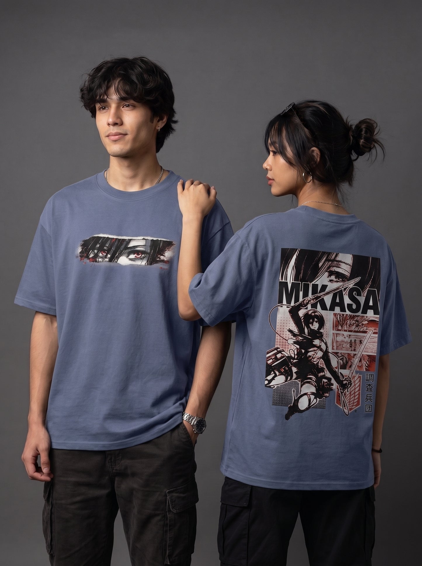 Mikasa Ackerman Anime Unisex Oversized Round Neck T-shirt – Japanese Graphic Streetwear