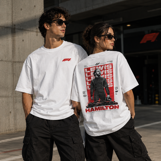 Lewis Hamilton Graphic Oversized T-Shirt – White