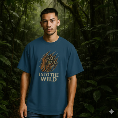 Unleavables Men’s Oversized T-Shirt – Into the Wild Graphic Tee