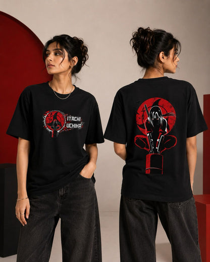 Itachi Uchiha Oversized Unisex Anime Graphic T-Shirt | Premium Cotton Streetwear Tee