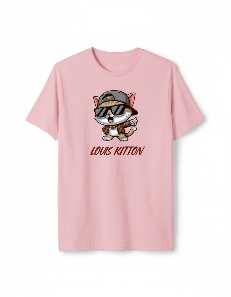 Unleavables Louis Kitton Cat Print T-Shirt | Unisex Regular Fit | 100% Cotton