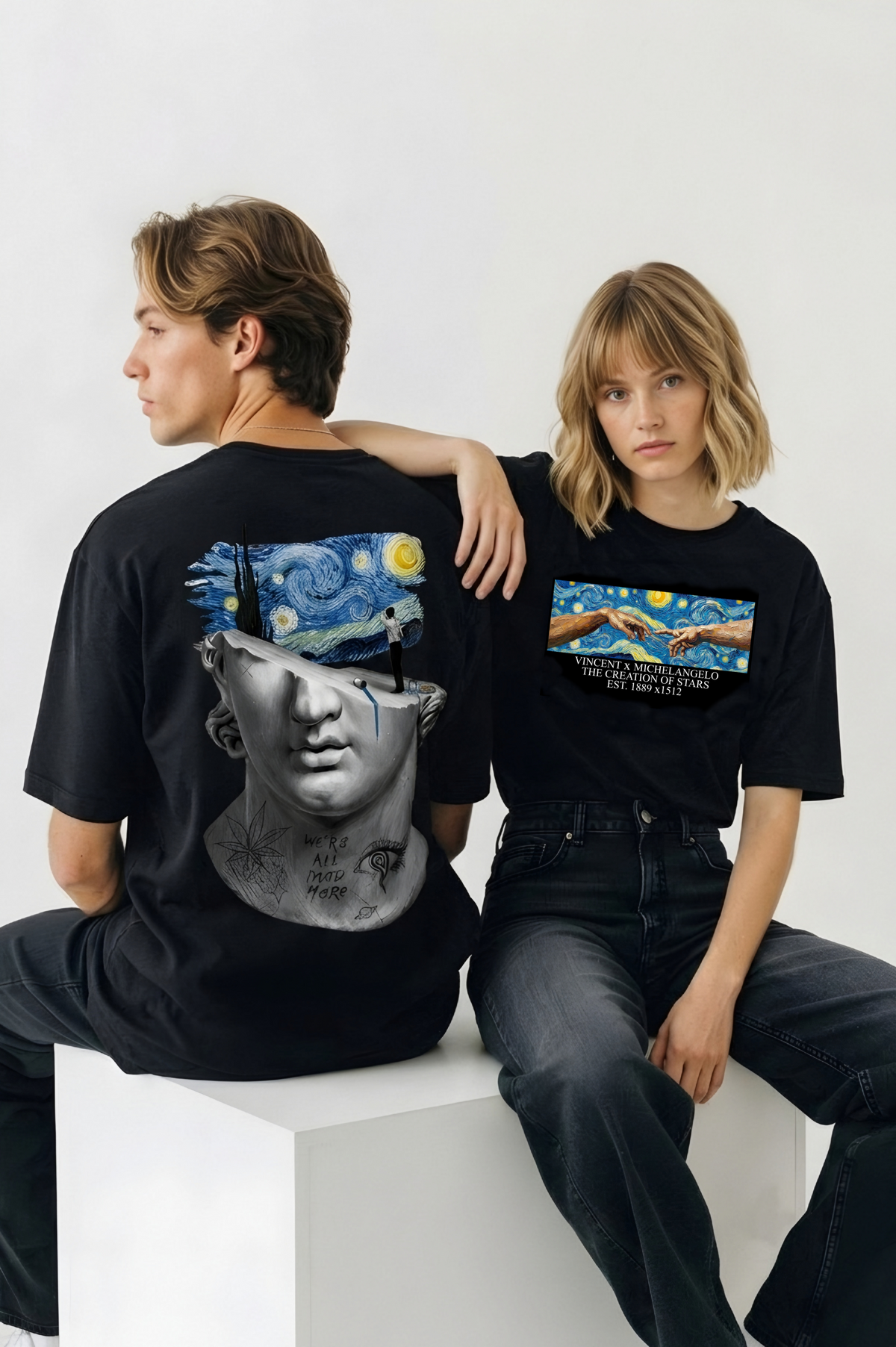 Unleavables Starry Night Inside Premium Oversized Tee for Art Lovers