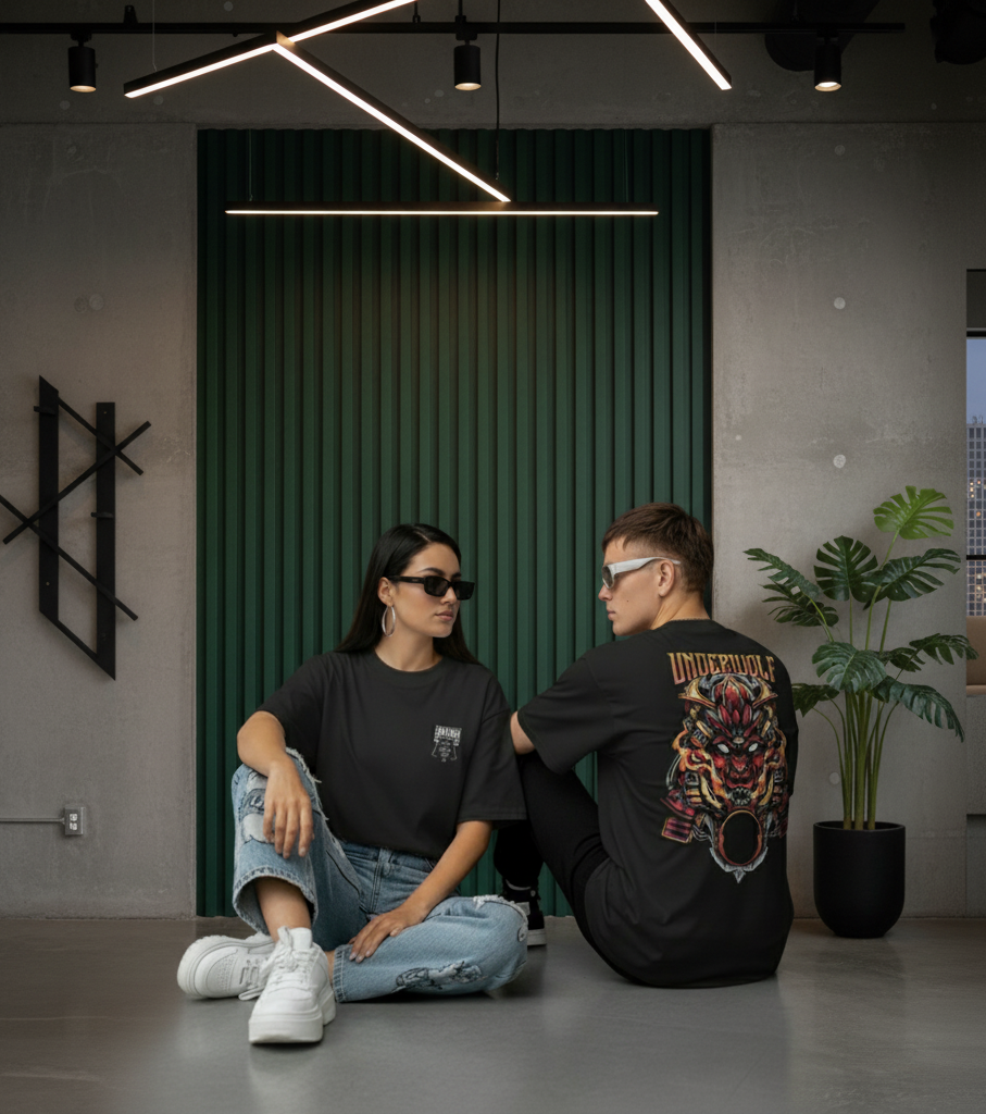 Unleavables Premium Samurai Soul x Underwolf Oversized T-Shirt | Anime Style | Edgy Streetwear |100% Combed Cotton