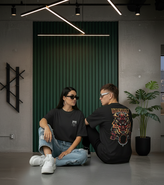 Unleavables Premium Samurai Soul x Underwolf Oversized T-Shirt | Anime Style | Edgy Streetwear |100% Combed Cotton