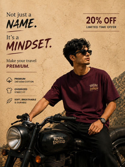 Premium Oversized T-shirt | Men & Women 100% Cotton | 220 GSM Streetwear Tee | Sherawali Strength