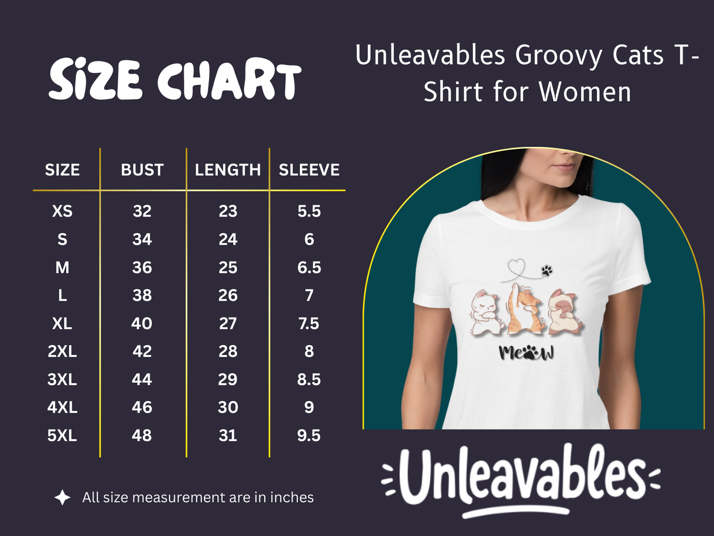 Unleavables Groovy Cats T-Shirt for Women | Regular Fit Half Sleeves 100% Cotton Tee | Fun Disco Cat Party Wear