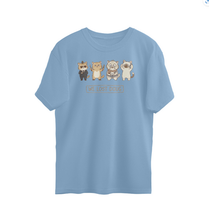 Oversized T-Shirt for Men | Funny Cat Meme Tee | Cartoon Cat Graphic Oversized Tee | 100% Cotton T-Shirt