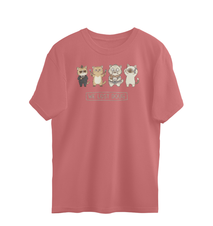 Oversized T-Shirt for Men | Funny Cat Meme Tee | Cartoon Cat Graphic Oversized Tee | 100% Cotton T-Shirt