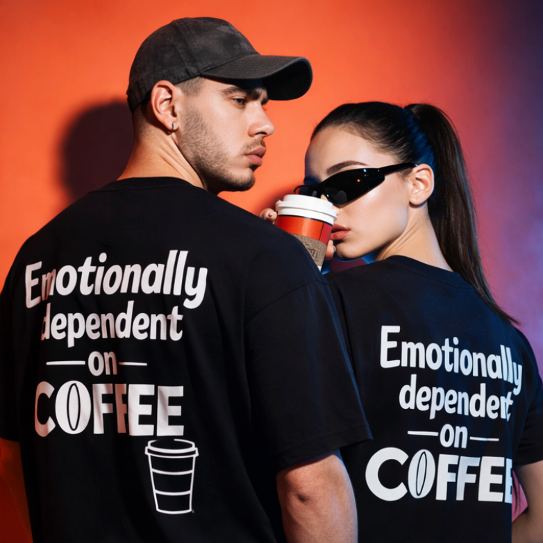 Unleavable “Emotionally Dependent on Coffee” Premium Oversized T-Shirt