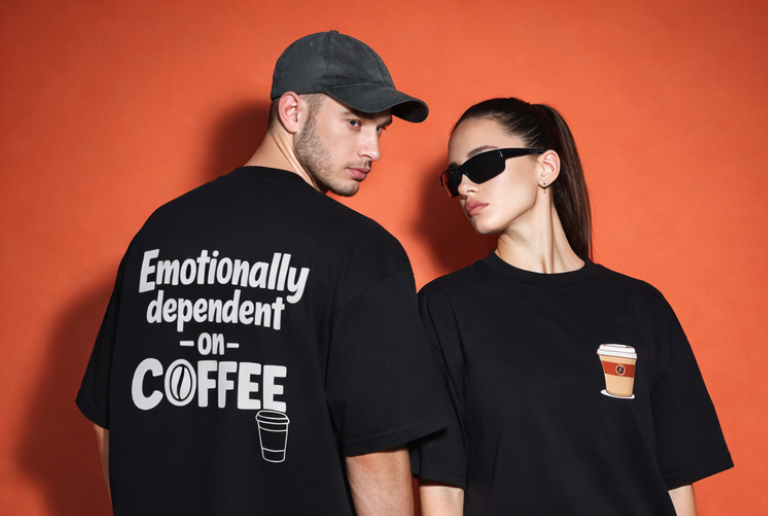 Unleavable “Emotionally Dependent on Coffee” Premium Oversized T-Shirt