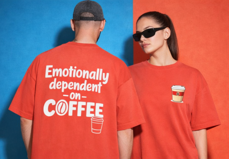 Unleavable “Emotionally Dependent on Coffee” Premium Oversized T-Shirt