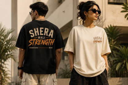 Premium Oversized T-shirt | Men & Women 100% Cotton | 220 GSM Streetwear Tee | Sherawali Strength