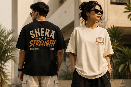 Premium Oversized T-shirt | Men & Women 100% Cotton | 220 GSM Streetwear Tee | Sherawali Strength