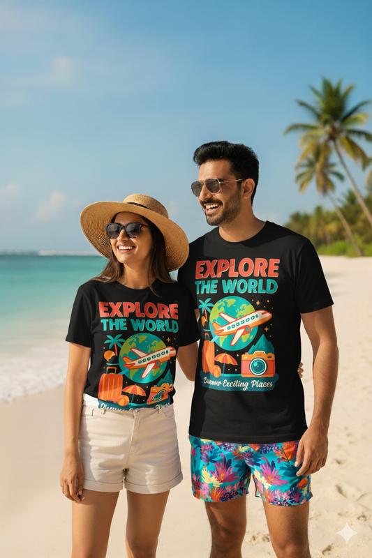 Unleavables Explore The World Travel Printed T-shirt | Unisex | Regular Fit