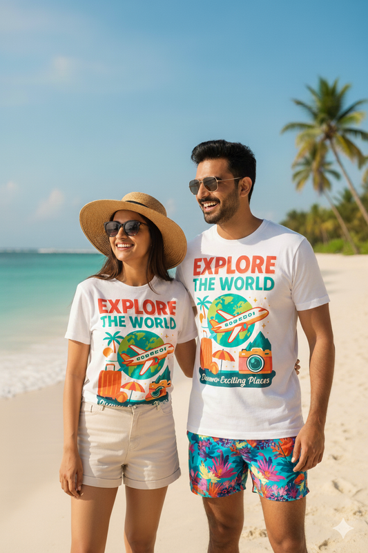 Unleavables Explore The World Travel Printed T-shirt | Unisex | Regular Fit