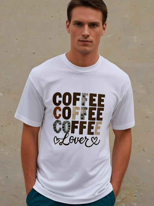 COFFEE LOVER DESIGN OVERSIZED T-SHIRT|LOOSE AND BOXY FIT|220 GSM|100% COMBED COTTON