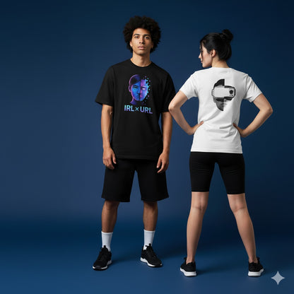 Unisex Oversized Cool Graphic T-Shirt I IRL X URL Futuristic T-Shirt