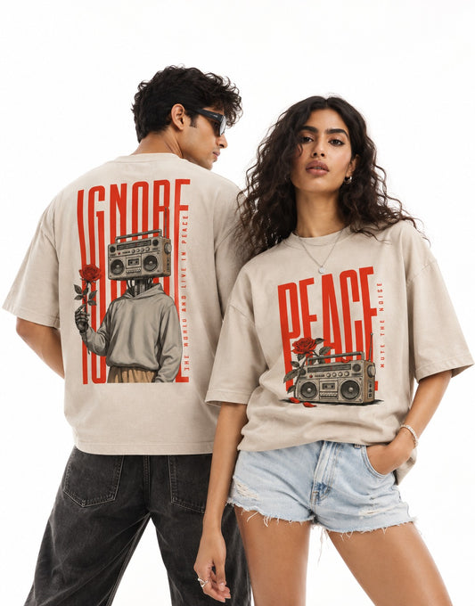 Unleavables IGNORE Oversized Graphic T-Shirt – Live in Peace