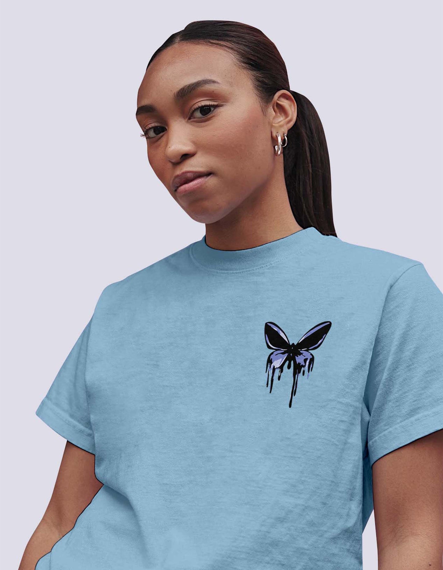 GardenDrift Butterfly Oversized Graphic Tee – Aesthetic Streetwear | Unisex | Oversized Tshirt | 100% Cotton