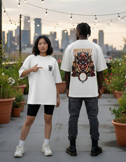 Unleavables Premium Samurai Soul x Underwolf Oversized T-Shirt | Anime Style | Edgy Streetwear |100% Combed Cotton