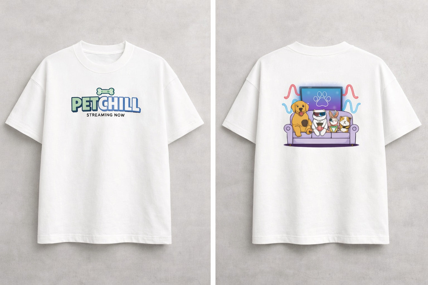Unleavables Pet Lover “Pet Chill” Printed T-Shirt | Unisex | Oversized Fit | 100% Cotton | Round Neck