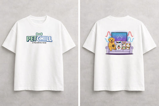 Unleavables Pet Lover “Pet Chill” Printed T-Shirt | Unisex | Oversized Fit | 100% Cotton | Round Neck