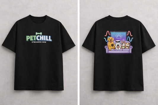 Unleavables Pet Lover “Pet Chill” Printed T-Shirt | Unisex | Oversized Fit | 100% Cotton | Round Neck
