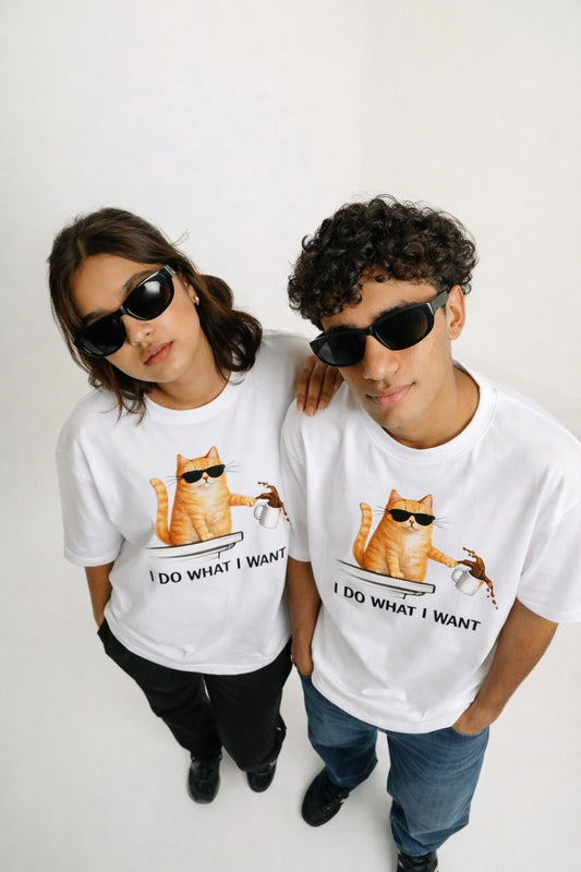 Unleavables “I Do What I Want” Cat T-Shirt | Unisex Oversized Tee | 100% Cotton Streetwear