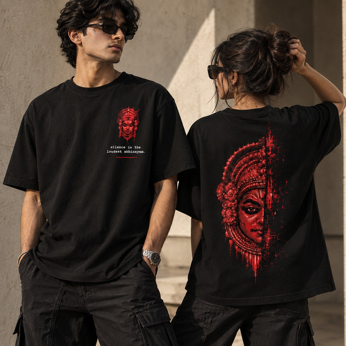 Abhinayam Kathakali Graphic Oversized T-Shirt – Black