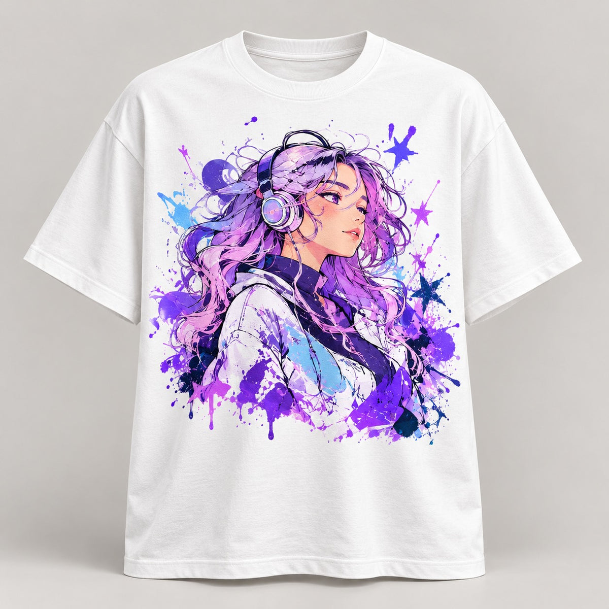 Anime-Inspired Graphic Oversized T-Shirt – Purple Aesthetic | Unleavables