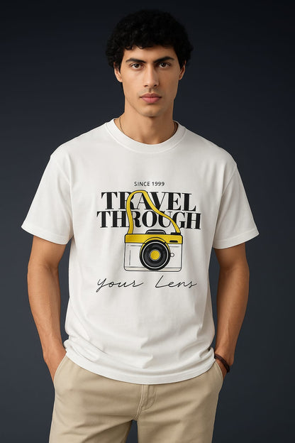 Unleavables Mens Oversized Wanderlust T-Shirt | Travel Enthusiast | Round Neck Tee
